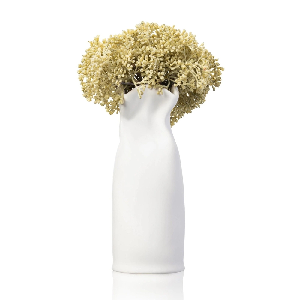 Elegant White Vase with Floral Arrangement
